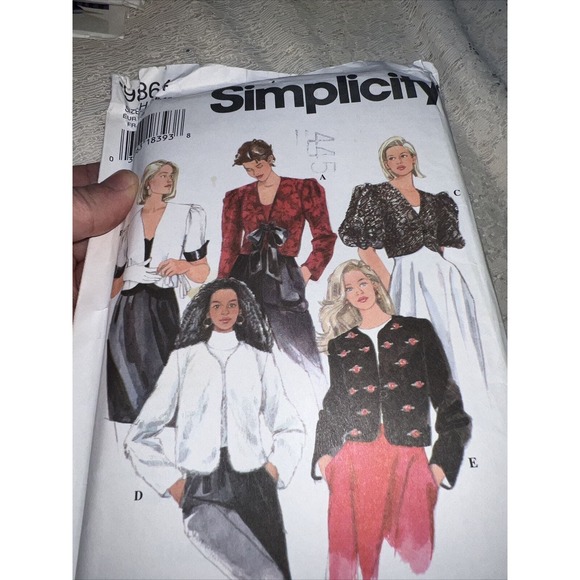 Vintage 90’s Simplicity 9864 Jacket Sewing Pattern Glam Puff Sleeve Size 6 8 10 - Picture 3 of 6